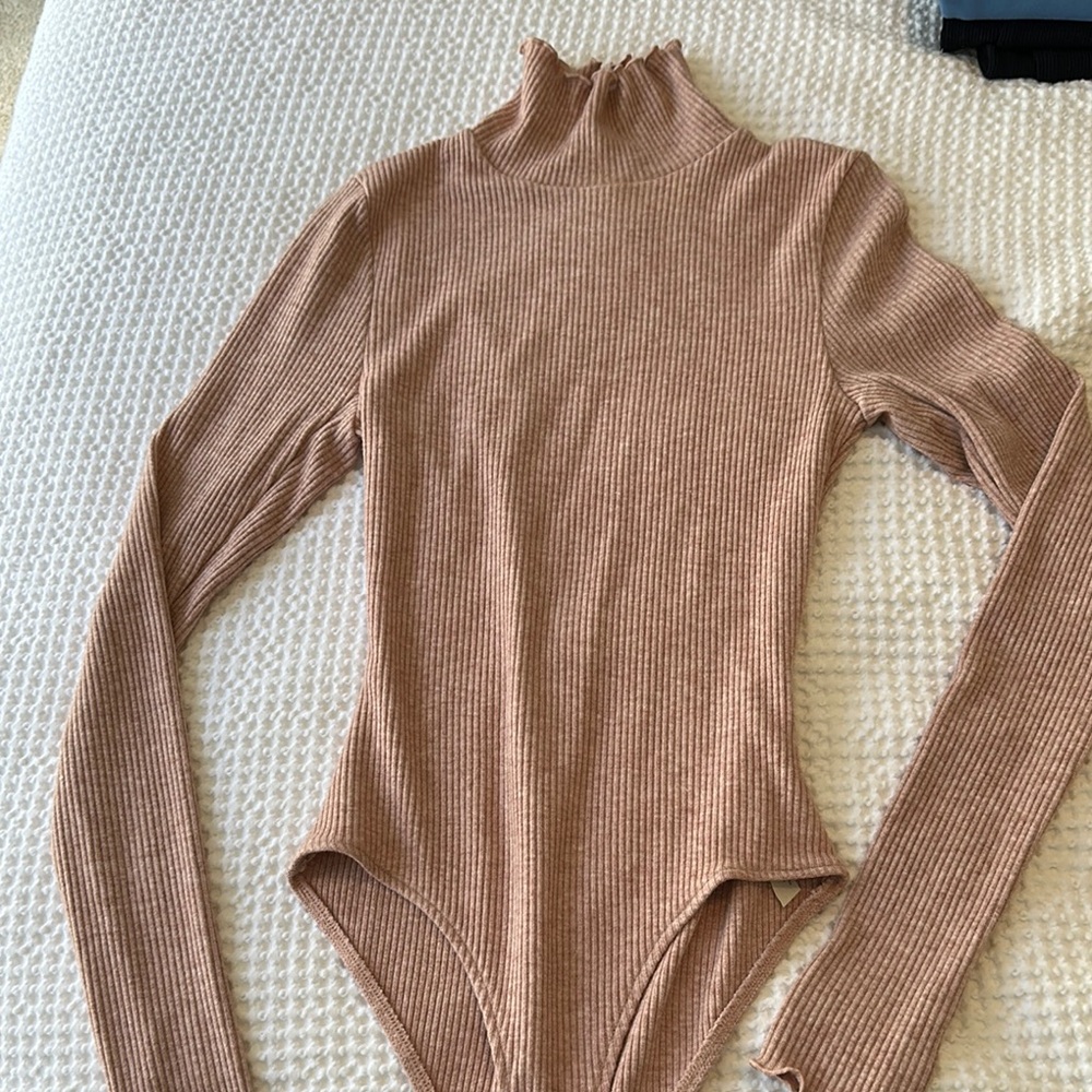 Free People Multicolored Ribbed Long Sleeve Bodysuit